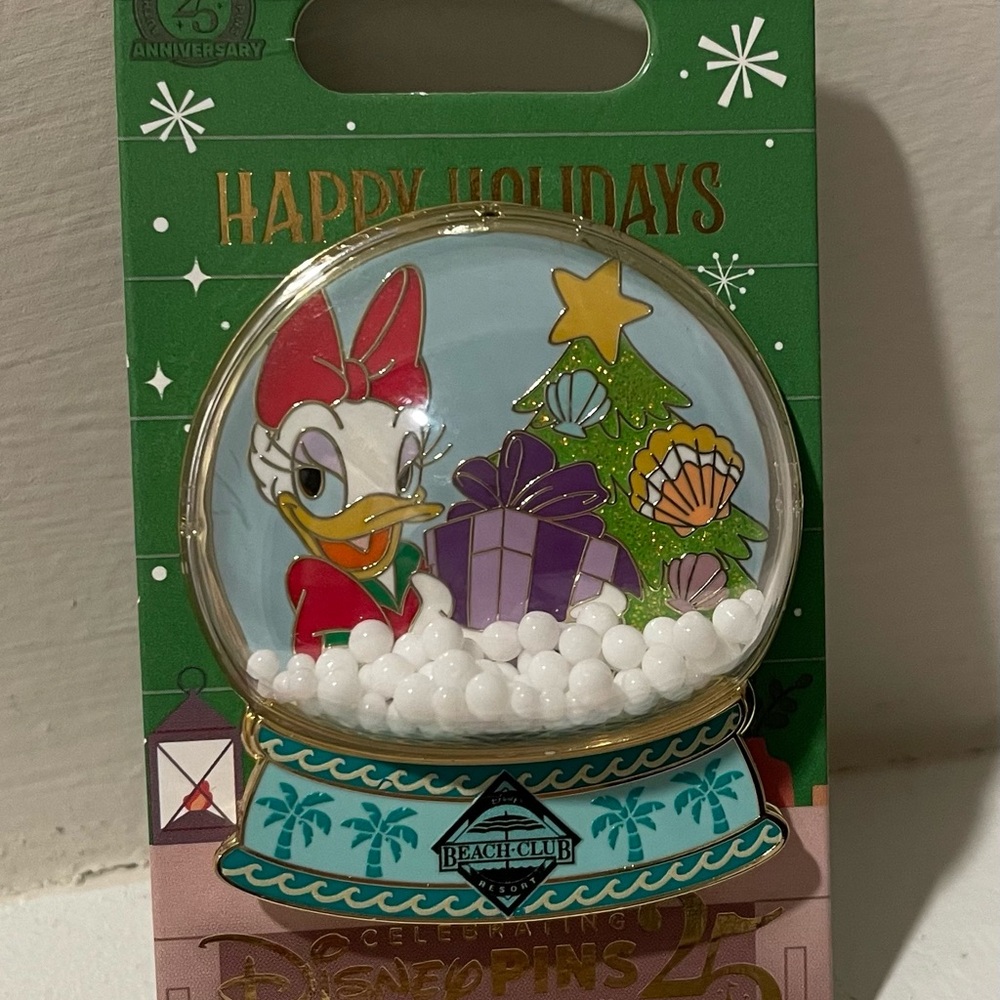 Disney Festive Snow Globe Pin with Daisy Duck - Red, Purple, Green